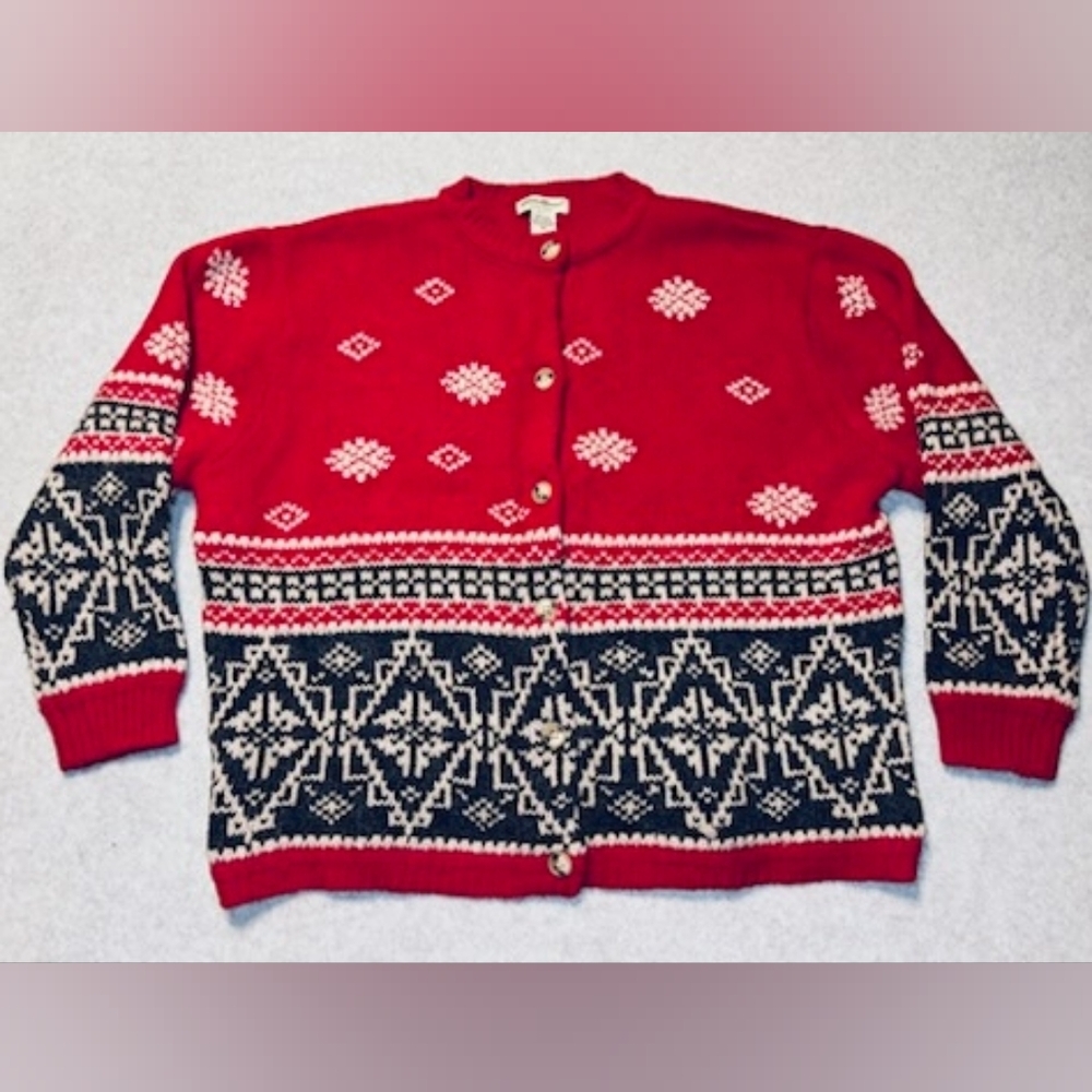 Vintage Eddie Bauer Nordic Fair Isle Wool/Alpaca Cardigan Sweater  xxl